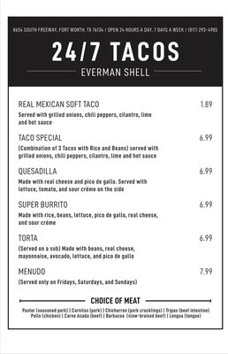 Menu photo 1 Tacos Taqueria Fort Worth, TX Menu photo 1 Tacos Taqueria Fort Worth, TX