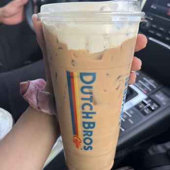 Dutch Bros Coffee - White chocolate mocha with soft top - Juice Bars & Smoothies Near Me - San Antonio, Texas