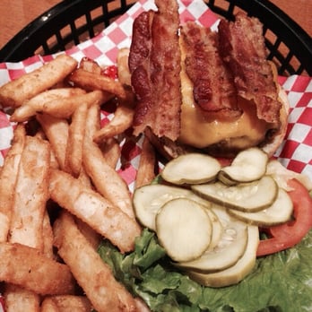 Basement Burger Bar - Bacon cheeseburger with French fries - Salad Near Me - Canton, Michigan Basement Burger Bar - Bacon cheeseburger with French fries - Salad Near Me - Canton, Michigan