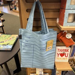 Barnes & Noble Booksellers - Library checkout card inspired reusable tote bag -- what a cute idea for any book lover!
