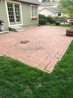 Concrete Patio - Tore out old and ugly brick patio and replaced it with a emacuate #red tile colored concrete #ashalr slate stamp patio.