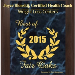 Sacramento Weight Loss Health Coach - JOYCE BLONSKIJ, Ind. Certified OPTAVIA Coach - Best of 2015 Fair Oaks Award.