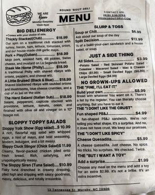 Menu photo 2 Round Bout Deli Murphy, NC