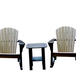 Perfect Choice Furniture - Perfect Choice 2-tone rocking Adirondack chairs with side table