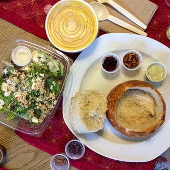 Boudin SF - Soup/ salad combo - butternut squash soup, bread bowl, lemon couscous salad - Bakeries Near Me - Irvine, California