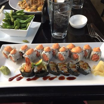 Teak Restaurant - 2 Spicy Tuna Roll (8/each). Shrimp Tempura Roll ($13). Edamame ($7) - Asian Fusion Near Me - Red Bank, New Jersey Teak Restaurant - 2 Spicy Tuna Roll (8/each). Shrimp Tempura Roll ($13). Edamame ($7) - Asian Fusion Near Me - Red Bank, New Jersey