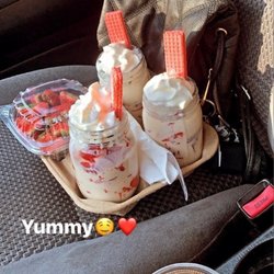 Julies Antojitos Food Truck - Strawberries & cream, dulces enchilados. (Spicy candy)