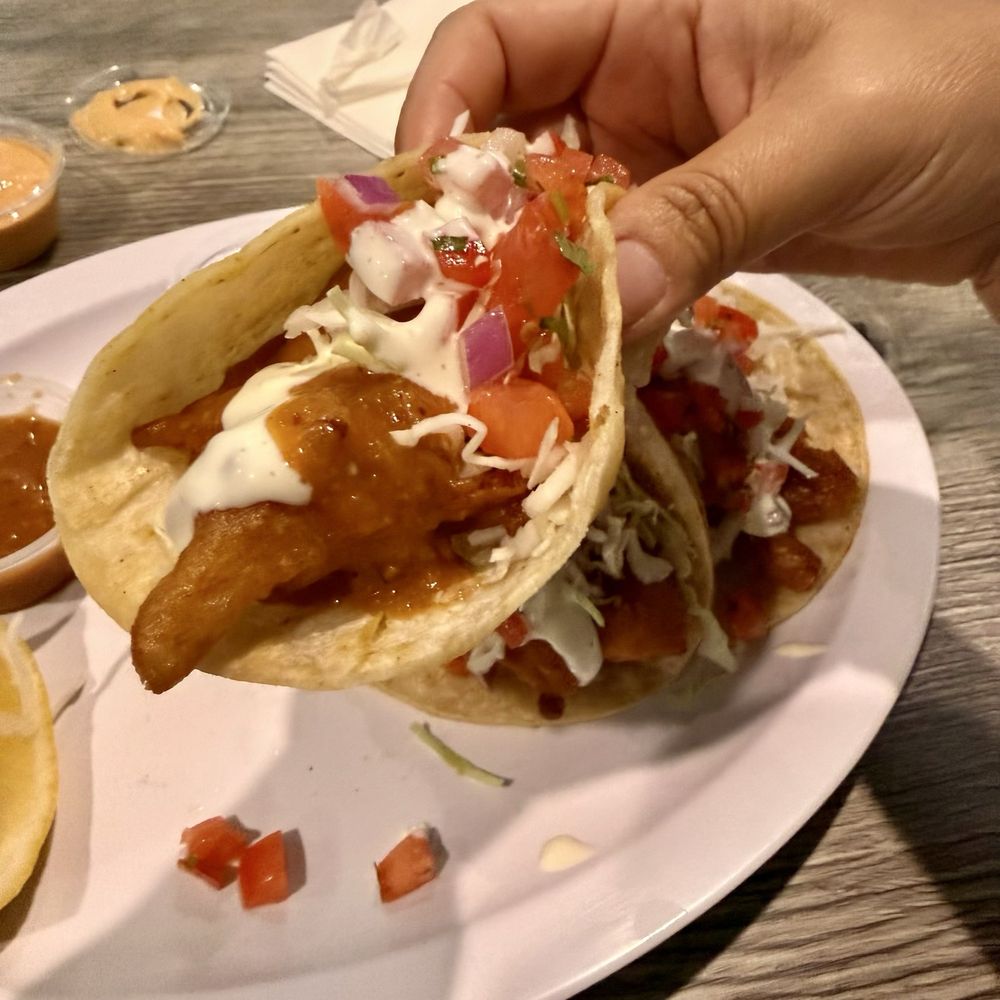 Diego’s Fish - Close-up of the Baja Fish Taco. - Tacos Near Me - Harbor City, California