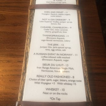 Vikre Distillery - Menu as of summer 2017. - Distilleries Near Me - Duluth, Minnesota
