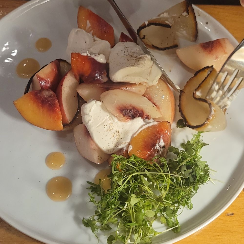 Twelve 28 Kitchen - Stone fruit salad with parmesan mousse - New American Near Me - Penn Valley, California Twelve 28 Kitchen - Stone fruit salad with parmesan mousse - New American Near Me - Penn Valley, California