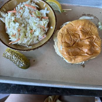 Lager Heads - LHVB - Broiled crab cake sandwich with coleslaw - Bars Near Me - Virginia Beach, Virginia Lager Heads - LHVB - Broiled crab cake sandwich with coleslaw - Bars Near Me - Virginia Beach, Virginia
