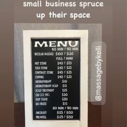 Massage by Kelli - My menu the only thing that's different is 90 min are 140