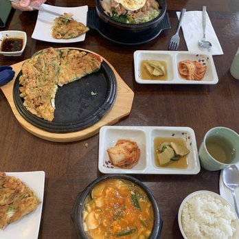 Hancook - Seafood scallion pancake, vege tofu soup, and hot pot bibimbab. - Barbeque Near Me - Rockaway, New Jersey Hancook - Seafood scallion pancake, vege tofu soup, and hot pot bibimbab. - Barbeque Near Me - Rockaway, New Jersey