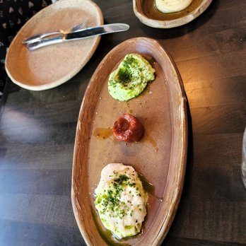Esther's Kitchen - Housemade Sourdough Levain Bread with Butter plus Ricotta, Salami, & Burrata spreads. - Italian Near Me - Las Vegas, Nevada