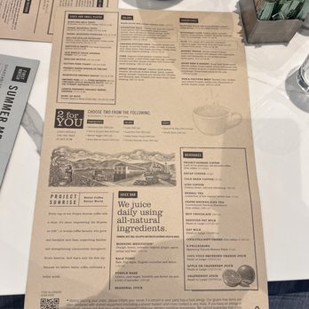 First Watch - Backside of the main menu. - Breakfast & Brunch Near Me - Plano, Texas