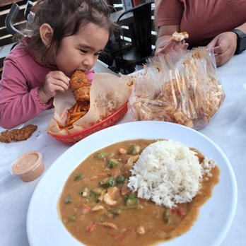The Crab Shack - Gumbo with rice, fried catfish with sweet potato fries, one pound of shrimp. - Seafood Near Me - Long Beach, California The Crab Shack - Gumbo with rice, fried catfish with sweet potato fries, one pound of shrimp. - Seafood Near Me - Long Beach, California