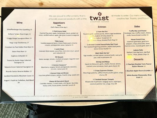Menu photo 1 Twist Breckenridge, CO Menu photo 1 Twist Breckenridge, CO