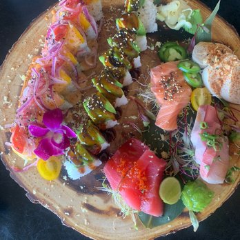 Modesto Sukiyaki - Nicky's Nick's Mango Inferno Roll, Dragon Roll and 12 Piece Mixed Sashimi. - Sushi Bars Near Me - Modesto, California Modesto Sukiyaki - Nicky's Nick's Mango Inferno Roll, Dragon Roll and 12 Piece Mixed Sashimi. - Sushi Bars Near Me - Modesto, California