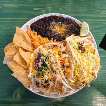 Mucho Mas! - Breaded tilapia surf style taco and steak Cali style taco with no tomatoes - Tex-Mex Near Me - La Porte, Indiana