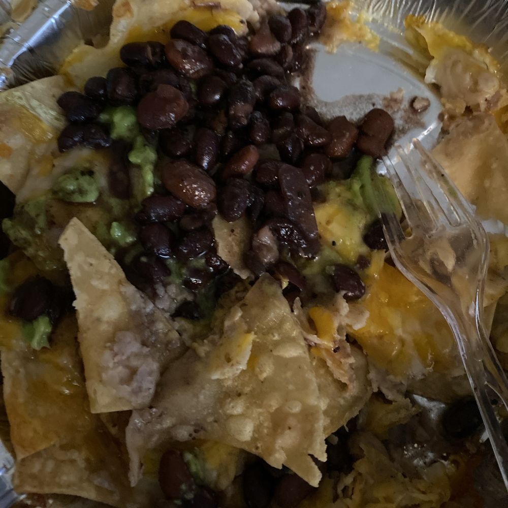 No meat nachos with the splash of my homemade black beans