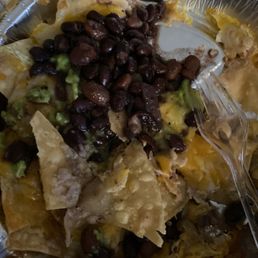 No meat nachos with the splash of my homemade black beans