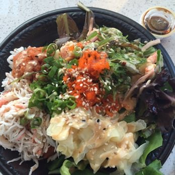 Poki Poki - Oceanside - Regular with 2 scoops spicy tuna and 1 scoop shrimp. - Asian Fusion Near Me - Oceanside, California Poki Poki - Oceanside - Regular with 2 scoops spicy tuna and 1 scoop shrimp. - Asian Fusion Near Me - Oceanside, California