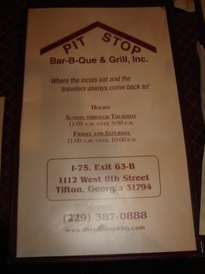 Menu photo 5 Pit Stop Bar-B Q & Grill Tifton, GA Menu photo 5 Pit Stop Bar-B Q & Grill Tifton, GA