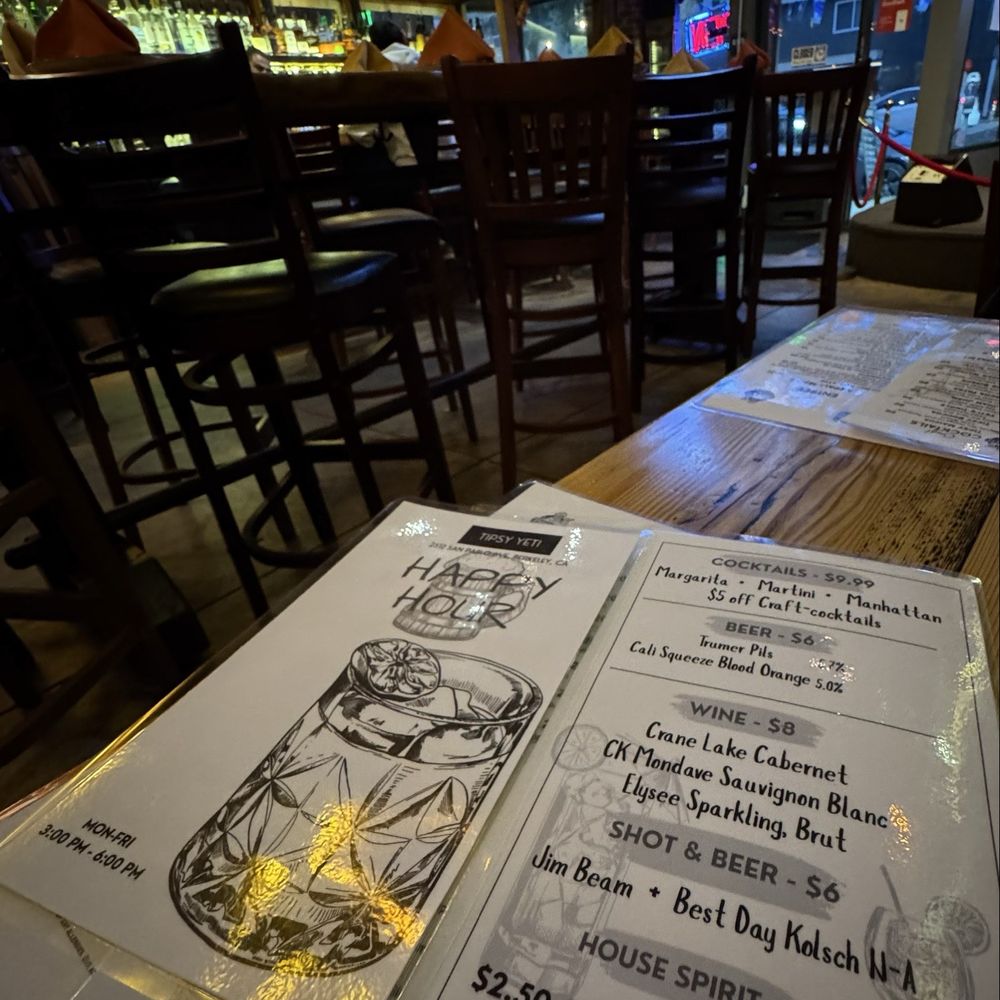 Tipsy Yeti Restaurant & Bar - Happy hour menu - Sports Bars Near Me - Berkeley, California Tipsy Yeti Restaurant & Bar - Happy hour menu - Sports Bars Near Me - Berkeley, California