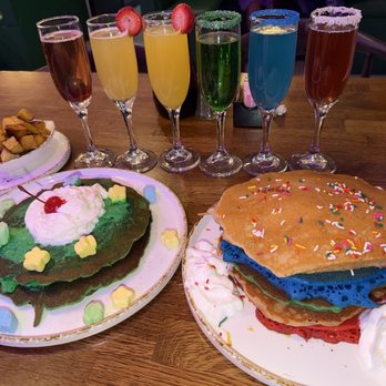 Madres Brunch - Rainbow, pancakes and rainbow mimosas - Coffee & Tea Near Me - Rancho Cucamonga, California