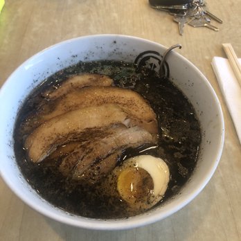 Kashiwa Ramen - Black Garlic Ramen with Pork Broth, Chicken Cha-Shu (Straight noodle) - Ramen Near Me - Costa Mesa, California Kashiwa Ramen - Black Garlic Ramen with Pork Broth, Chicken Cha-Shu (Straight noodle) - Ramen Near Me - Costa Mesa, California