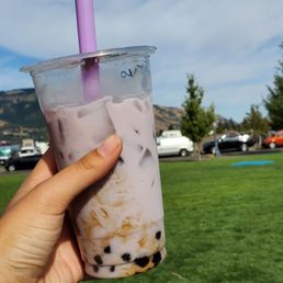 Taro Milk tea with Honey Boba Taro Milk tea with Honey Boba