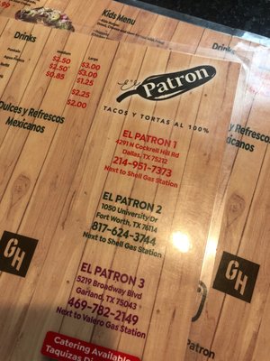 Menu photo 2 El Patron Garland, TX Menu photo 2 El Patron Garland, TX