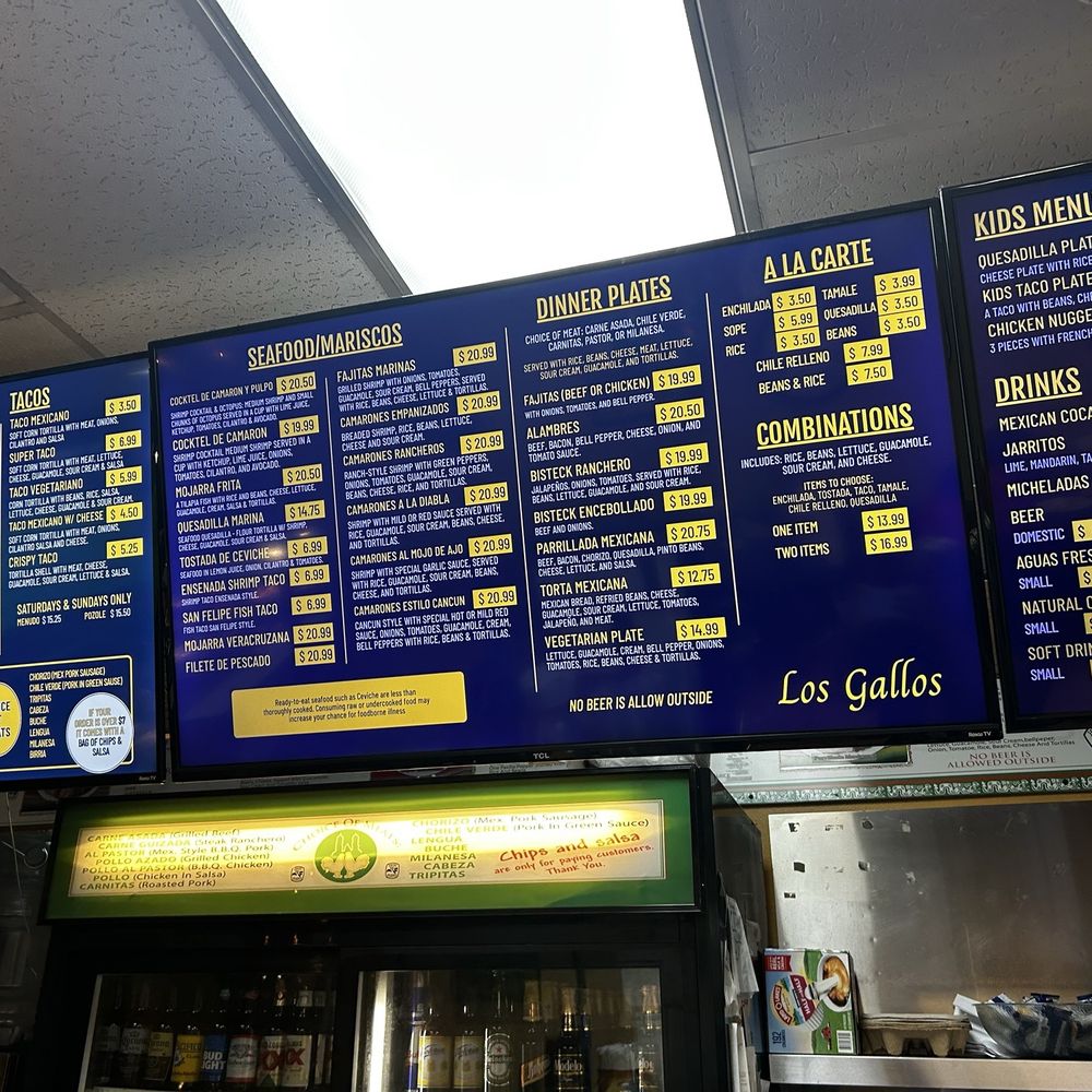 Taqueria Los Dos Gallos - Menu as of 4/10/25 - Mexican Near Me - Concord, California