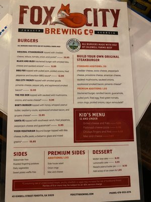 Menu photo 5 Fox City Brewing Forsyth, GA