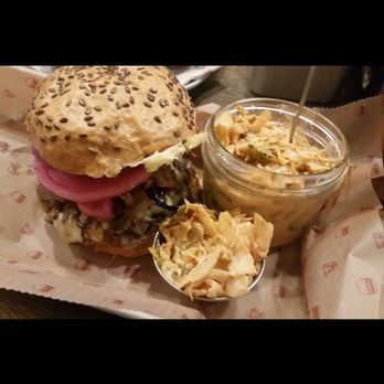 Bareburger - Edgewater - My Duck Burger w/Brisket Bacon and side of Kimchi Slaw - Burgers Near Me - Edgewater, New Jersey