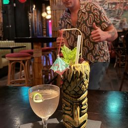 Will and the Adrift and Presidente cocktails. Will and the Adrift and Presidente cocktails.