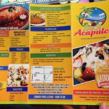 Jugos Acapulco - Take out menu - Mexican Near Me - Costa Mesa, California Jugos Acapulco - Take out menu - Mexican Near Me - Costa Mesa, California