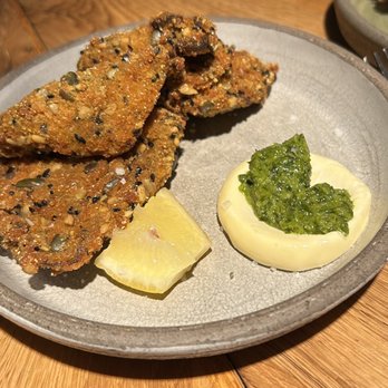 ROVI - Mushroom fried In polenta - Modern European Near Me - London, XGL ROVI - Mushroom fried In polenta - Modern European Near Me - London, XGL