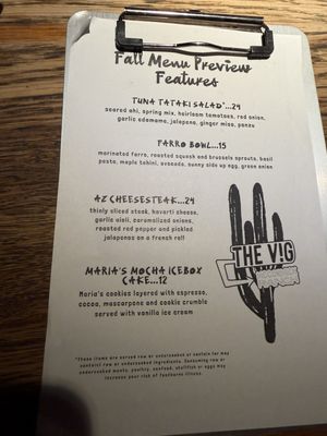 Menu photo 2 The Vig McCormick Scottsdale, AZ Menu photo 2 The Vig McCormick Scottsdale, AZ