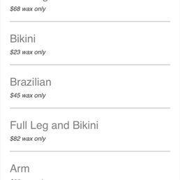 Pricing for Brazilian waxing, stating that it is $45