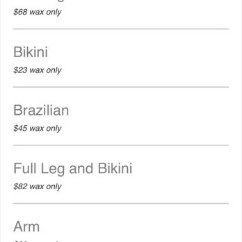 Bien Soigne - Pricing for Brazilian waxing, stating that it is $45 - Day Spas Near Me - Salem, New Hampshire