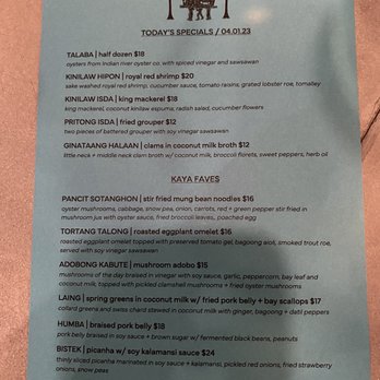 Kaya - A La Cart (Bar) Menu - Filipino Near Me - Orlando, Florida Kaya - A La Cart (Bar) Menu - Filipino Near Me - Orlando, Florida