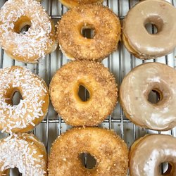 Danielle's Donuts - Left to right: coconut, cinnamon crumb, maple
