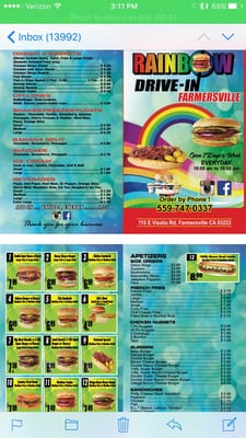 Menu photo 8 Rainbow Drive-In Farmersville, CA Menu photo 8 Rainbow Drive-In Farmersville, CA