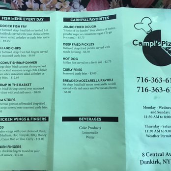 CAMPI'S PIZZA - Menu and Prices as of 7/9/18 pg 2. - Pizza Near Me - Dunkirk, New York