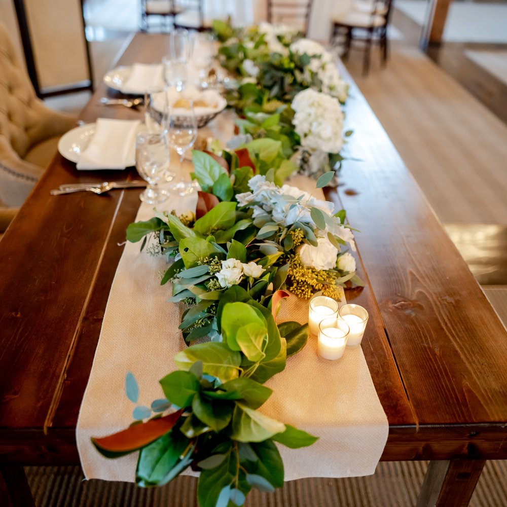 Eucalyptus runner for the bride/groom head table Eucalyptus runner for the bride/groom head table