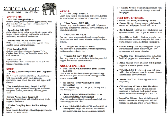 Menu photo 3 Secret Thai Cafe Sandpoint, ID