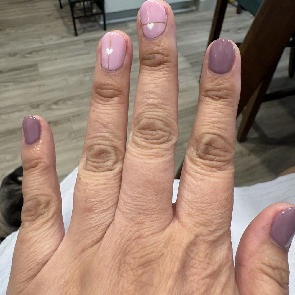 Eco Nail Bar - The heart design and the line aren't straight, it is crooked & nothing like the picture. - Nail Salons Near Me - Fullerton, California Eco Nail Bar - The heart design and the line aren't straight, it is crooked & nothing like the picture. - Nail Salons Near Me - Fullerton, California