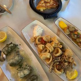 Dolmades, Fried Calamari, Shrimp, Saganaki
