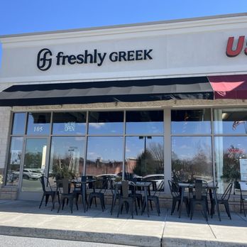 Freshly Greek - Outside with seating in the shade - Greek Near Me - Lancaster, Pennsylvania